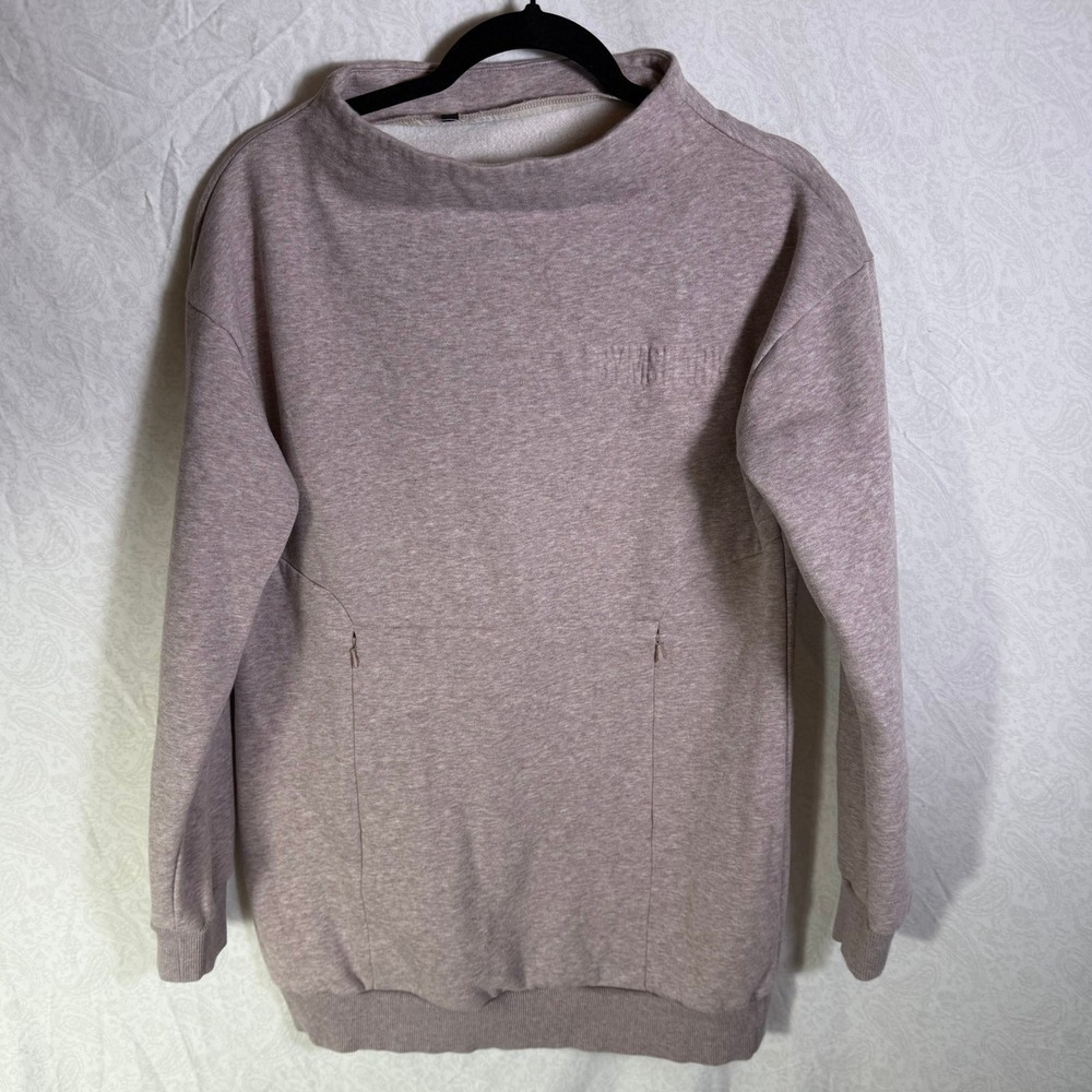 Gymshark Womens Funnel Neck Fleece Pullover Sweatshirt Mauve Heather Medium